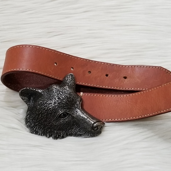 Vintage wolf head brass belt